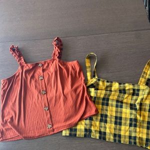 Lot 2 cropped square neck tanks